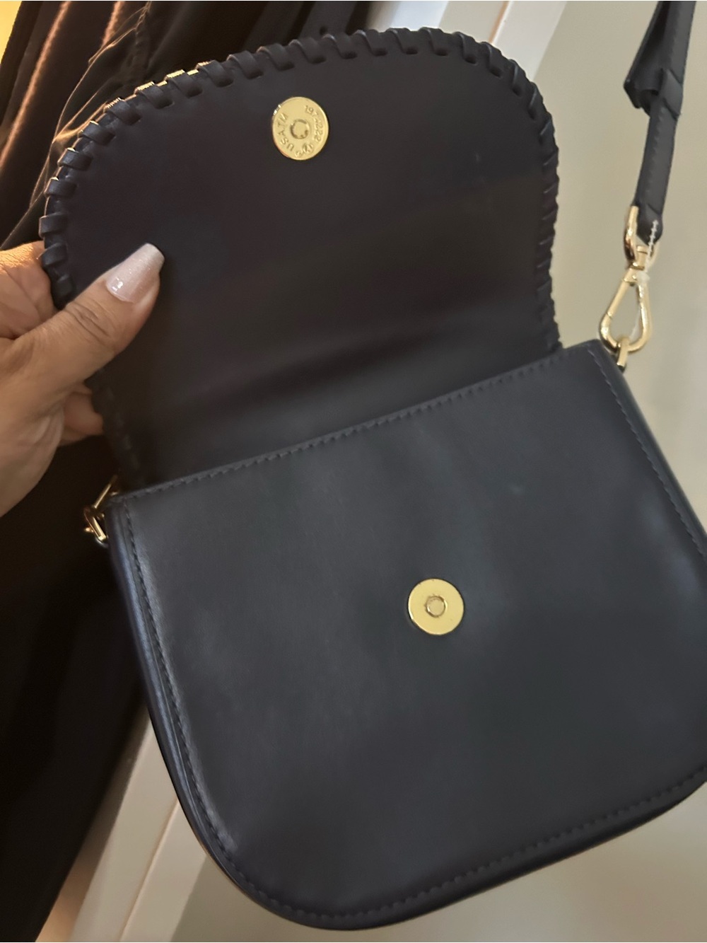 Michael Kors Black Leather Mini Crossbody with Gold Hardware - Picture 3 of 4